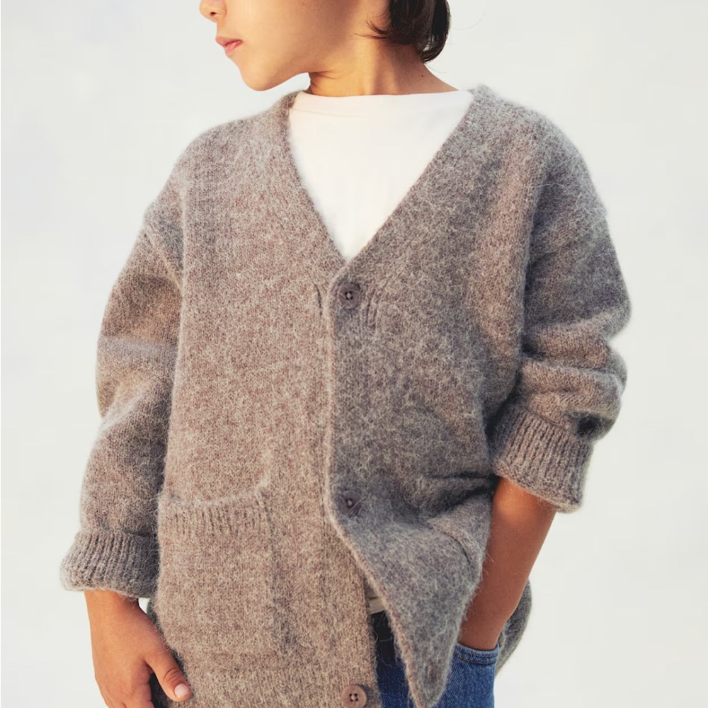 Cozy Gray Knit Cardigan for Kids